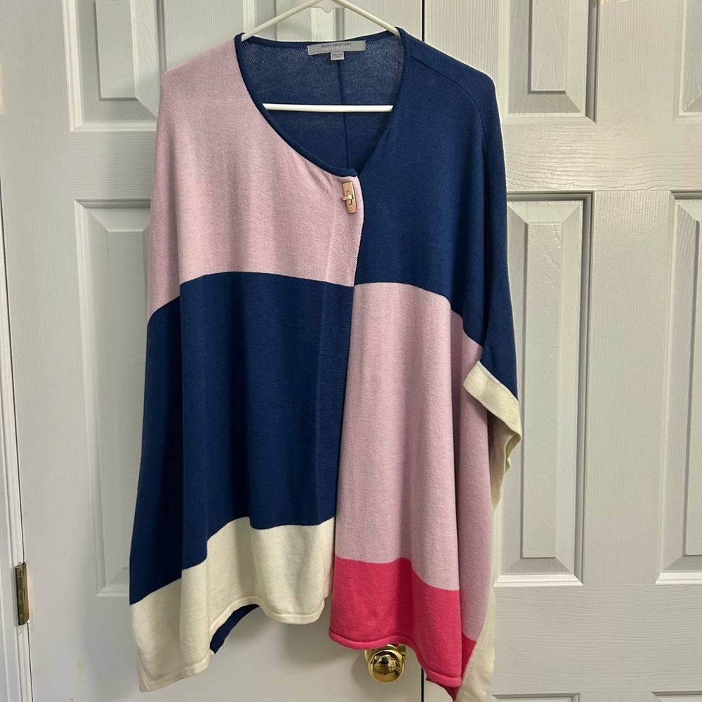 Marc New York Colorblock Wool Blend Women’s Wrap Poncho One Size